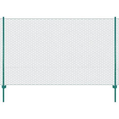 Clôture en grillage métallique avec poteaux Acier 25x2 m Vert 2 (1/4)