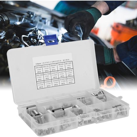 Lot assorti 140 pièces inserts filetés acier inox réparation filetage métrique et UNC américain (1/5)