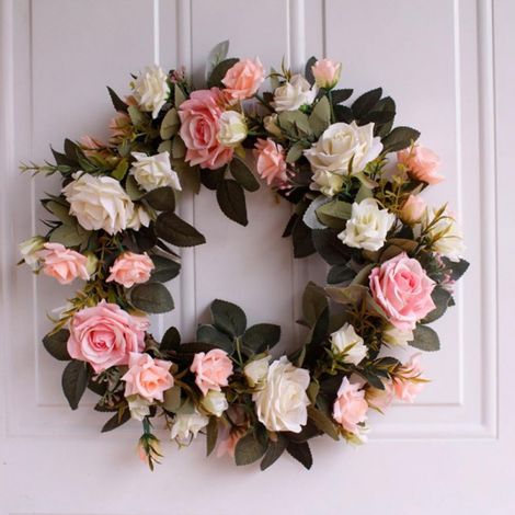 Guirlande Suspendue Fleur Artificielle - Rosier en Rotin - Diamètre 40 Cm - Décoration Murale pour Mariage et Intérieur - 1 Pièce (1/5)