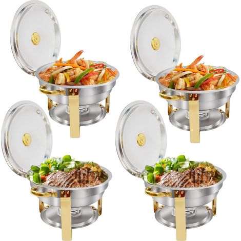 Piatto da portata, acciaio inox, set scaldavivande per buffet, confezione da 4 (1/2)