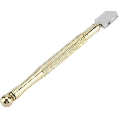 Coupe-Verre Professionnel,Outil de Coupe en Verre de Qualité Professionnelle Super Cutter Poignée en Métal pour Couper Carreaux Mirror Bottle Forme de Crayon et Conception(Copper Handle) (1/4)