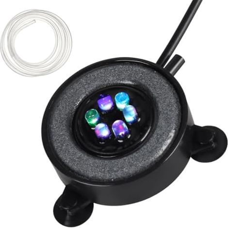 Diffuseur LED pour Aquarium,Disque en Pierre,Etanche IP68,avec Fixation a Ventouse,pour Aquariums D'eau Douce et D'eau Salée (pompe Non Incluse) (1/5)