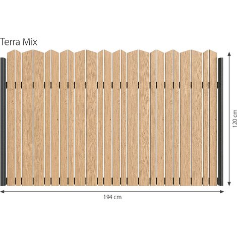 Minka Zaunserie Terra Mix 194 x 120cm Lärchenholz Gartenzaun mit Aluminiumrahmen in Anthrazit