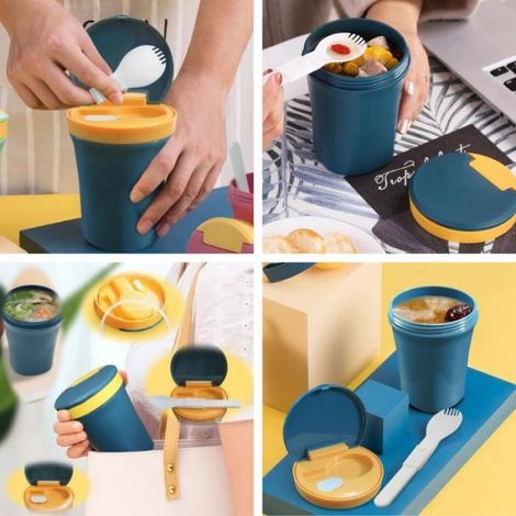 Boîte Alimentaire Isotherme - Non spécifié - 450ML - Plastique PP - Étanchéité - Cuillère Pliable (1/4)