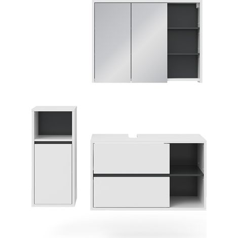 Ensemble de meubles de salle de bain Viola, Blanc, 3 parties, Vicco