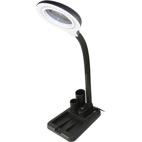 Lampada da scrivania con lente d'ingrandimento a LED 5X/10X, 6W, 220V, flessibile, con vano portaoggetti integrato (40 LED) (1/5)