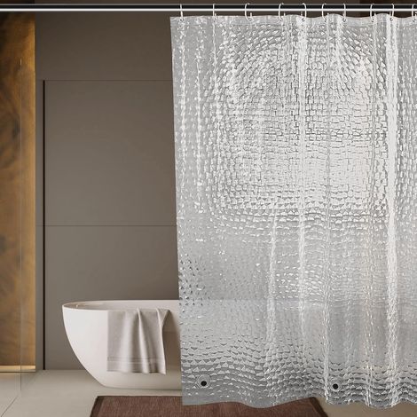 Duschvorhang 180 x 180 cm, halbtransparente Duschvorhänge, wasserdichter, waschbarer 3D-Badewannenvorhang aus EVA mit 12 Badezimmer-Vorhangringen (1/5)