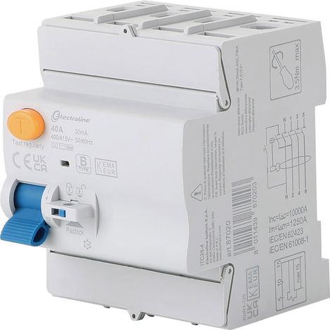 Interruttore Differenziale 40A, sensibilità 30mA, 10kA Trifase, tipo F