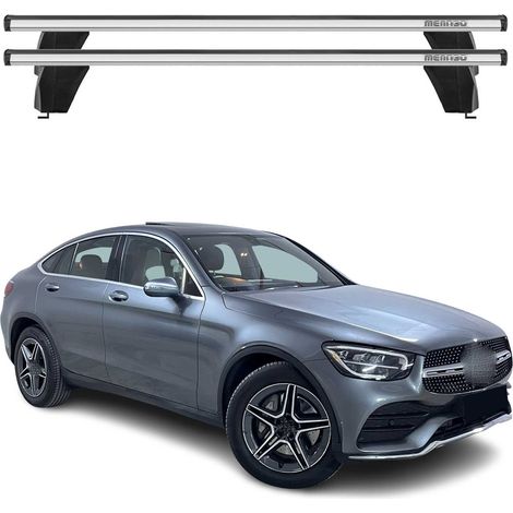 OMAC Dachträger Querträger Alu für Mercedes GLC C253 2015-2022 – Abschließbar – T-Nut – City-Crash-getestet – Max. 75 kg Silber (1/5)
