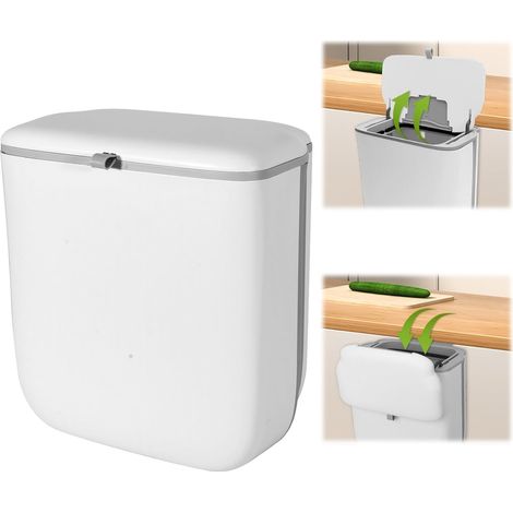 Cestino da cucina riutilizzabile da parete per porta sottolavello, soggiorno, cucina, camper (bianco) (1/5)