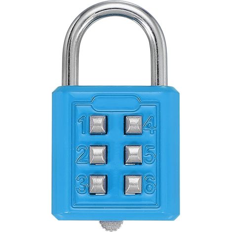 Cadenas Combinaison, Cadenas Bouton-Poussoir 6 Chiffres Mécanisme Verrouillage 3 Positions Sécurité Combinaison Pour Casier Sport Armoire Outils (Bleu Ciel, Lot 1) (1/5)