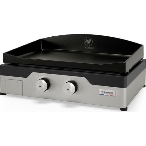 Le Marquier – Plancha à gaz 5400W avec 2 brûleurs inox – Plaque fonte émaillée 60x40cm – Sécurité thermocouple – PLSA260D