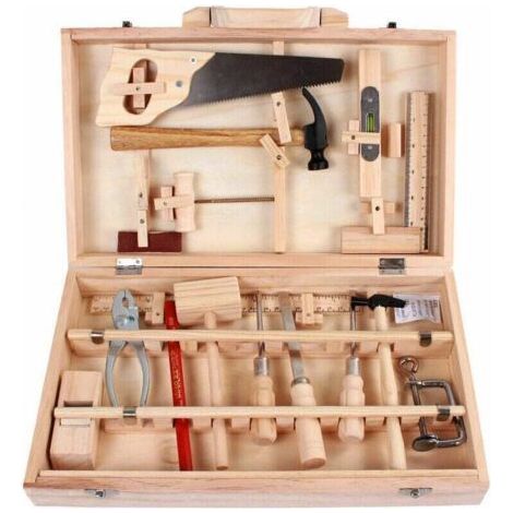 Children's Tool Set Carpenter Maintenance Toolbox Real Tools Disassembly and Assembly Multifunctional Woodworking Box 16 Pieces