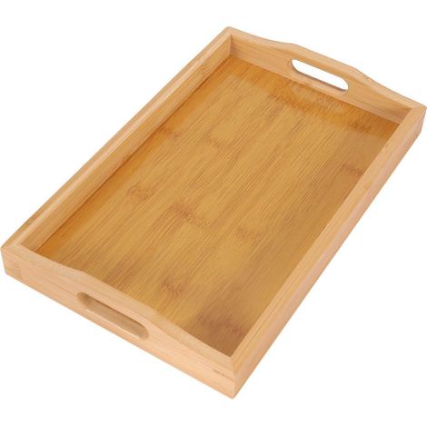 Serviertablett aus Bambus – Holztablett mit Griffen – Ideal für Mahlzeiten, Tee, Bars, Frühstück oder andere Speisen. (1/5)