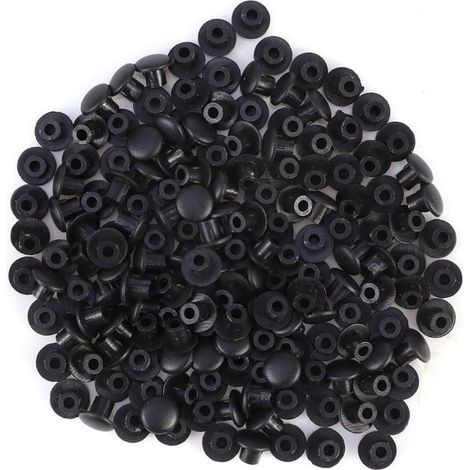 Healeved Lot de 100 cache-vis noirs en plastique pour meubles et tiroirs - décoratifs charnières vis (1/5)
