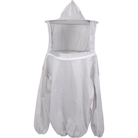 Double couche respirant coton Type outils d'apiculture costume d'abeille veste d'apiculteur chapeau détachable anti moustique prévention des insectes crème solaire gris taille XL (1/5)