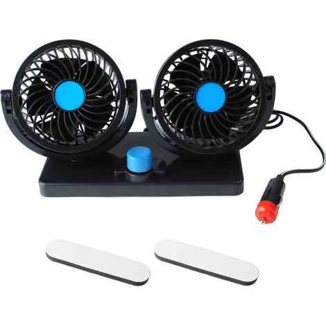 Ventilateur double tête 12V pour tableau de bord, rotatif 360°, siège auto pour voiture SUV camping-car (1/5)