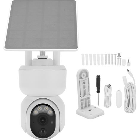 Caméra WIFI 2MP, vision nocturne infrarouge, détection de mouvement PIR, double radio, panneau solaire, IP67 étanche (1/5)