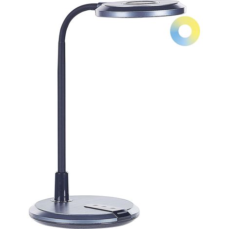 Lampada da ufficio LED nero argento materiale sintetico e braccio regolabile 43 cm Columba (1/5)