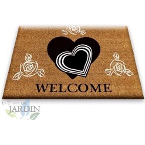 Zerbino da Esterno Ingresso, Tappeto da Ingresso Interno Assorbente e Antiscivolo 40x60 cm Cuori