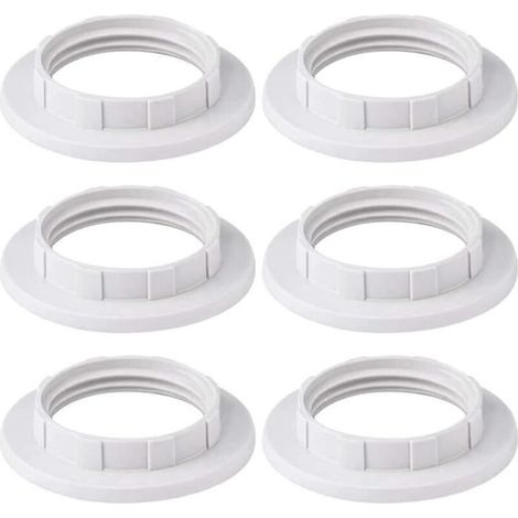 Anneau Réducteur Abat Jour - 6Pcs - E27 à E14 - Blanc - Plastique - 40mm