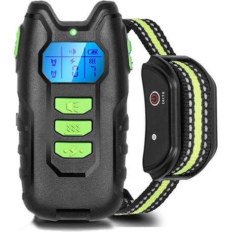 vert Collier de Dressage pour Chiens, Portée de 600 Mètres et Verrouillage de Sécurité du Clavier, Collier Électrique avec Modes Son, Vibration et Choc, Résistant à l'eau IP67 et Rechargeable (1/4)