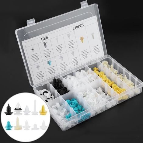 Qiilu 210-teiliges Türverkleidungs-Clip-Set, Türverkleidungs-Clips für Autos, Befestigungsnieten-Set (1/4)