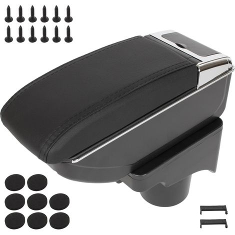 Reposabrazos para VW Golf V 03-09 con compartimento de almacenamiento, piel ecol贸gica negra + kit de instalaci贸n (1/5)