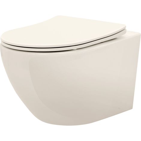 VASO WC SOSPESO REA CARLO MINI RIMLESS BEIGE (1/4)