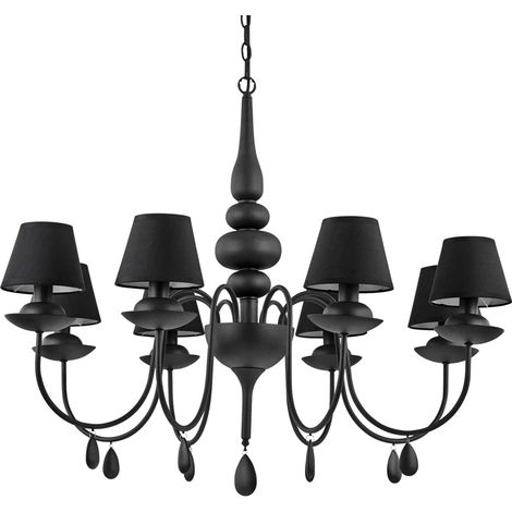 Lampadario Shabby Chic-Provenzale Blanche Metallo Nero 8 Luci E14 (1/3)