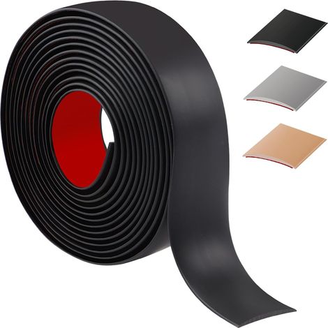 400cm Barre De Seuil Adhesive，Flexible Seuil De Porte Adhesif PVC,Barres De Transition De Seuil Pour La Cuisine/Salon,Profil De Transition Pour Joindre Les Joints De Sol/Carrelage/Laminé（4cm，Noir） (1/5)