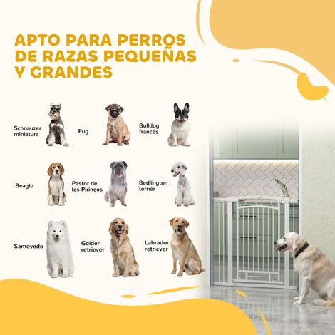 Barrière pour chien à largeur réglable de 76 à 104 cm. barrière de sécurité avec 2 extensions. blanche (1/5)