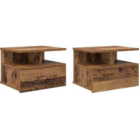 Maison Exclusive - Schwebender Nachttisch 2 pcs Altholz 40 x 31 x