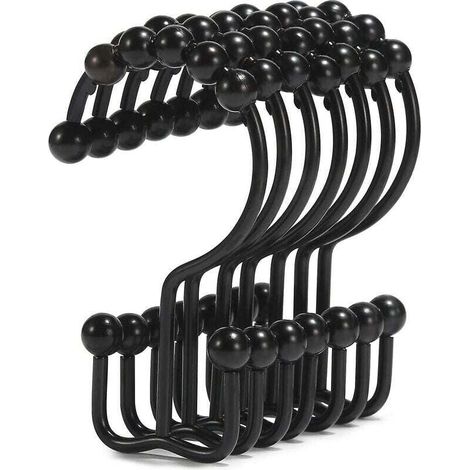 12pcs Patère de salle de bain Crochets de rideau de douche , anneaux de rideau de douche, crochets de rideau de douche en acier inoxydable antirouille (1/4)