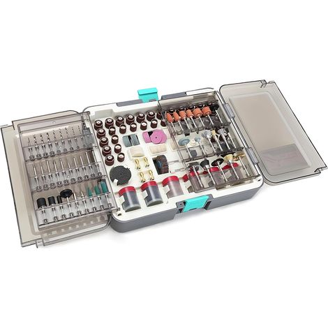 Kit d’accessoires pour outil rotatif multifonction 484 pièces, fraises, disques à poncer et polir, meulage, découpe, gravure, perçage, rangement compact et pratique (1/5)