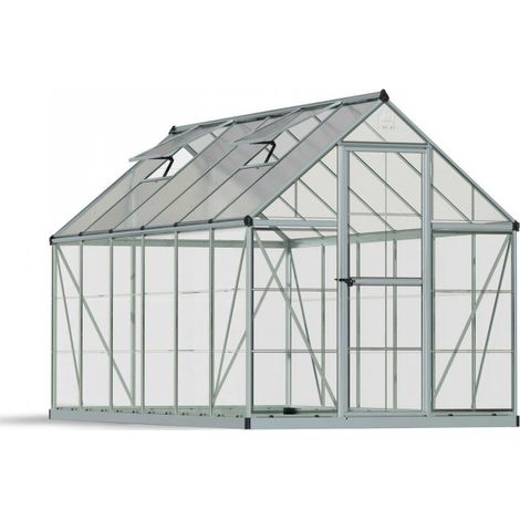 Greenhouse Hybrid 6 x 12 - Polycarbonate - L370 x W185 x H208 cm - Silver