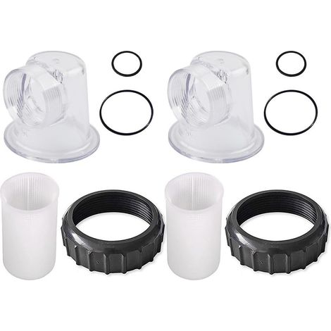 Lot de 2 composants d'insertion de pompe de circulation pour SPS50 - Couvercle de pré-filtre transparent avec anneaux d'étanchéité - Panier filtrant - Pièces de rechange pour piscine (1/5)