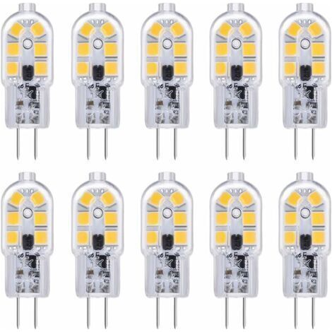 Ampoule G4 LED 12V 2W Blanc Froid 6000K, 200LM, Équivalent Halogène G4 Bi-pin 10W 20W, LED Lampe G4 12V AC/DC pour Camping Car/Hotte Cuisine, non-dimmable, lot de 10 (1/5)