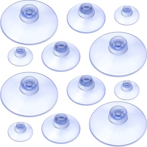 QAZQA Paquet de 12 Ventouses Transparentes Ventouses sans Crochets 45mm 30mm 20mm Ventouses de Fenêtre Ventouses à Tête de Champignon Ventouses à Boutons Ronds pour Extérieur, 3 Tailles