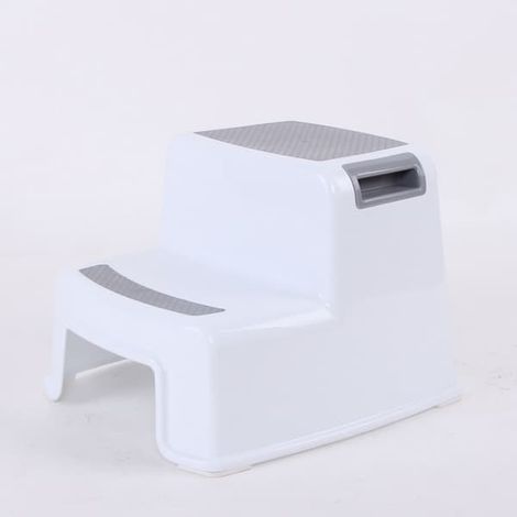 Tabouret à 2 marches pour enfants, antidérapant, idéal pour l'apprentissage de la propreté, la cuisine et la salle de bain. Facile à nettoyer et portable.