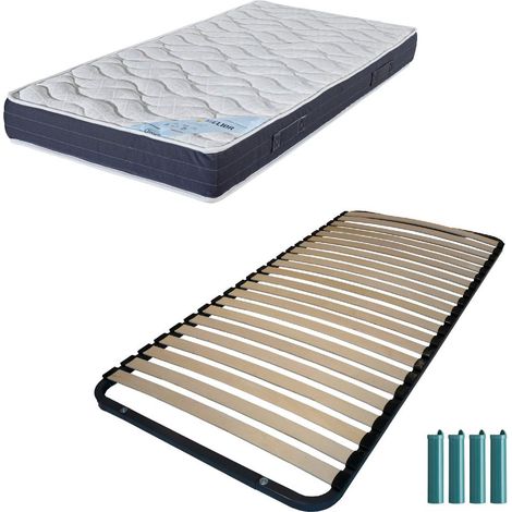 Matelas mousse + Sommier métal démonté 90x190 Melior - Hauteur 20 cm - Soutien ferme (1/5)
