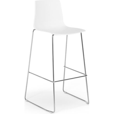 Taburete de Cocina Grand Soleil Design 74 cm Imola Slitta Cromado - Blanco