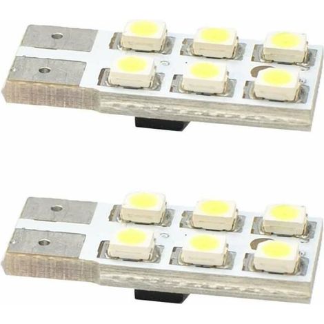2x ampoule LED 12V 5W T10 W2,1x9,5D 6x SMD 3528 blanc moto voiture tracteur remorque