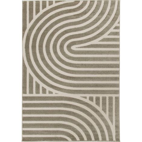 Indoor rug with taupe graphic pattern 230x160cm - Enzo