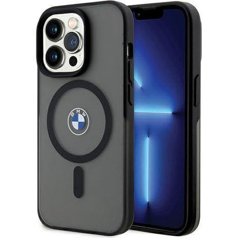 Coque rigide BMW BMHMP15LDSLK pour iPhone 15 Pro 6,1" noire avec signature MagSafe et logo IML