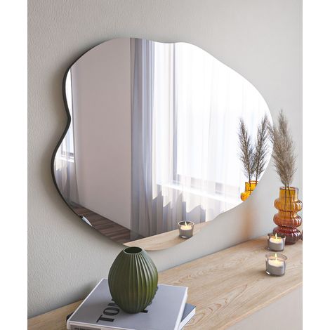 Cotecosy – Miroir mural en MDF 60x85 cm – Forme arrondie et irrégulière – Fixation murale – Miroir écologique Flotal-E (1/6)