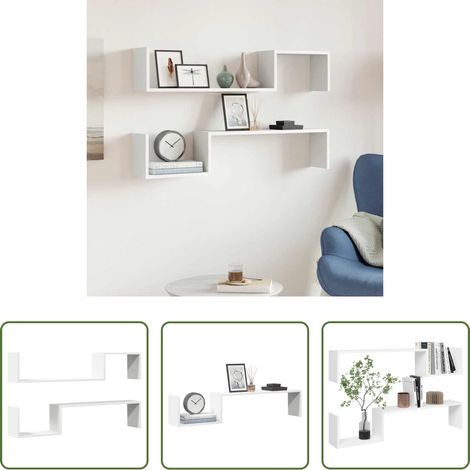 Étagère flottante - Étagères murales 2 pcs blanc 100x15x20 cm bois d'ingénierie (1/5)
