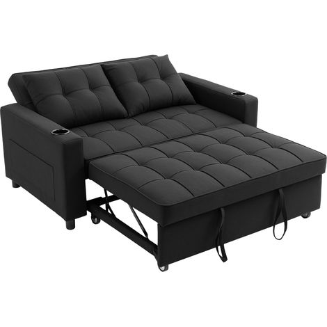TwoSeater PullOut Sofa Bed Black (1/5)