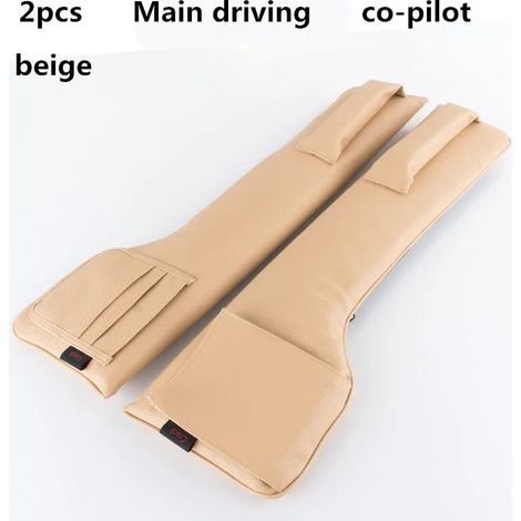 (2 pièces beiges) Sac de rangement pour siège auto en cuir PU, coussin anti-fuite, support pour téléphone et cartes, sac de rangement (1/5)