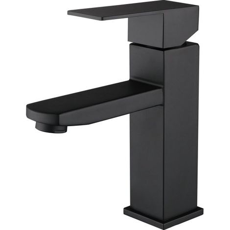 Washbasin faucet stainless steel single lever hot and cold water with hose black bathroom faucet black washbasin faucet black bathroom faucet black bathroom faucet (1/4)